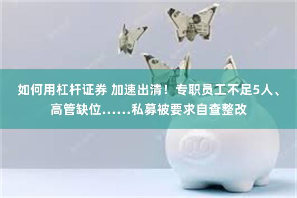 如何用杠杆证券 加速出清！专职员工不足5人、高管缺位……私募被要求自查整改